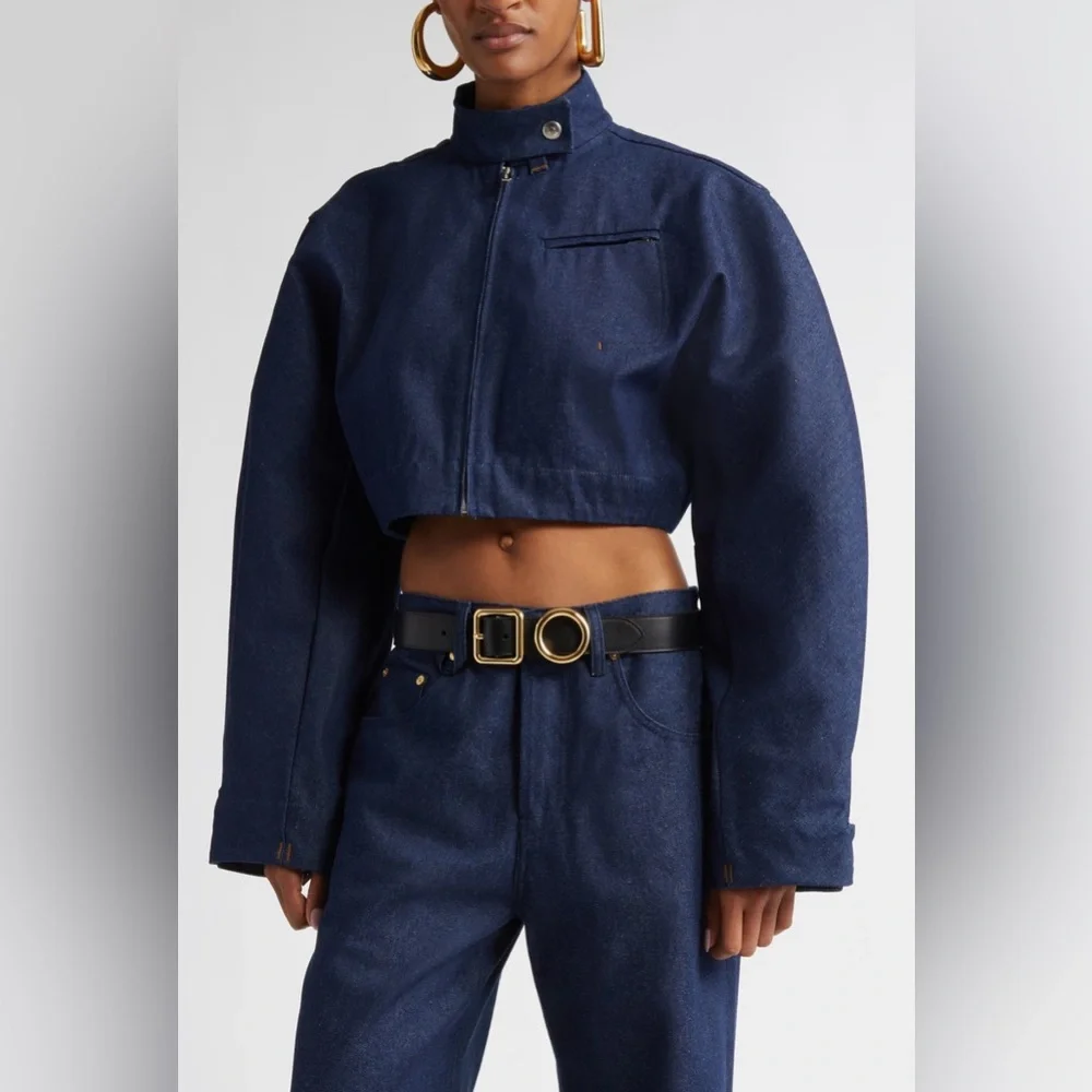 W/ Tags Jacquemus la veste de nimes cabrio Cropped Denim Jacket 38 US6 - Picture 3 of 17